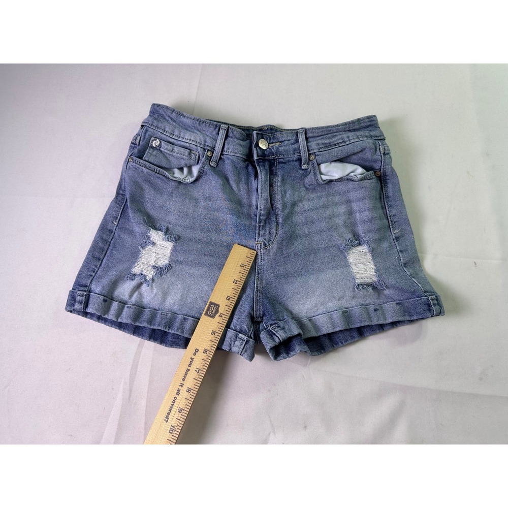 Denizen from Levi's High Rise Cuffed Distressed Denim Jean Shorts Blue Sz 9 W29